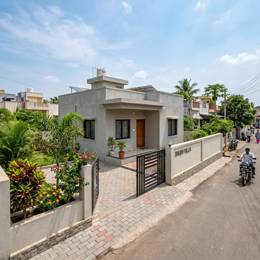 Open Plot — Boundary Wall & 1BHK Residence